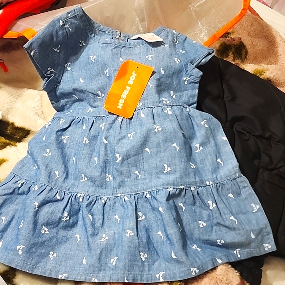 Joe Fresh baby dress. Soft, blue denim. 100% cotton. Size 12-18 months
